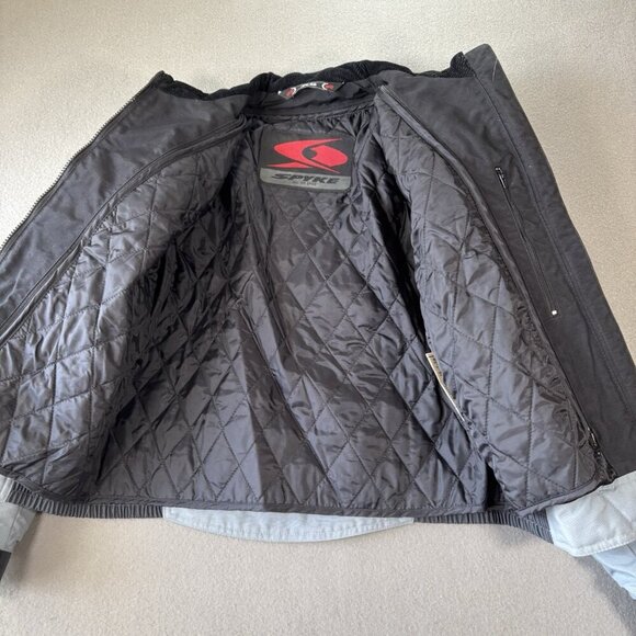 Spyke Motorcycle Jacket Womens XS Grey Blue Biker Coat Padded Removable Sleeves - Picture 12 of 16
